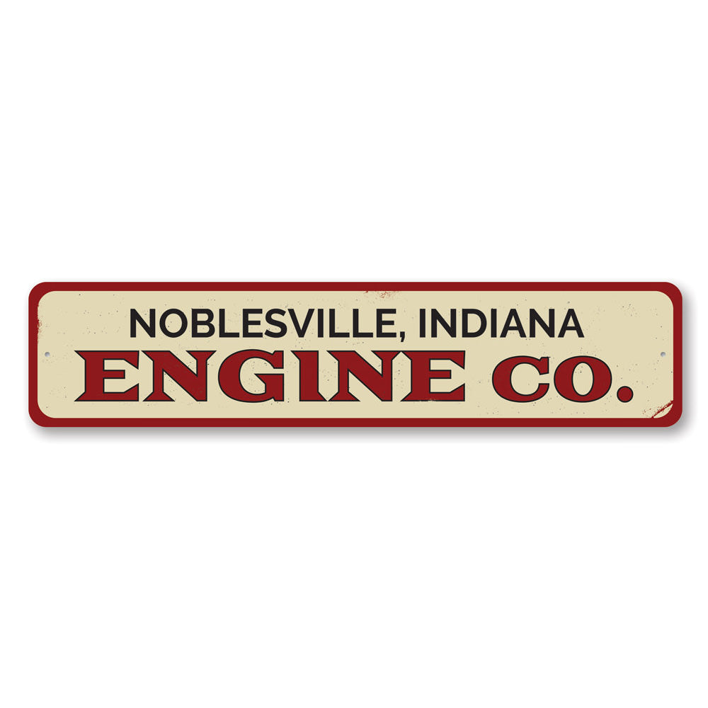 Customizable Engine Company Sign made of durable aluminum, featuring pre-drilled holes for easy mounting, perfect for home or garage decor.