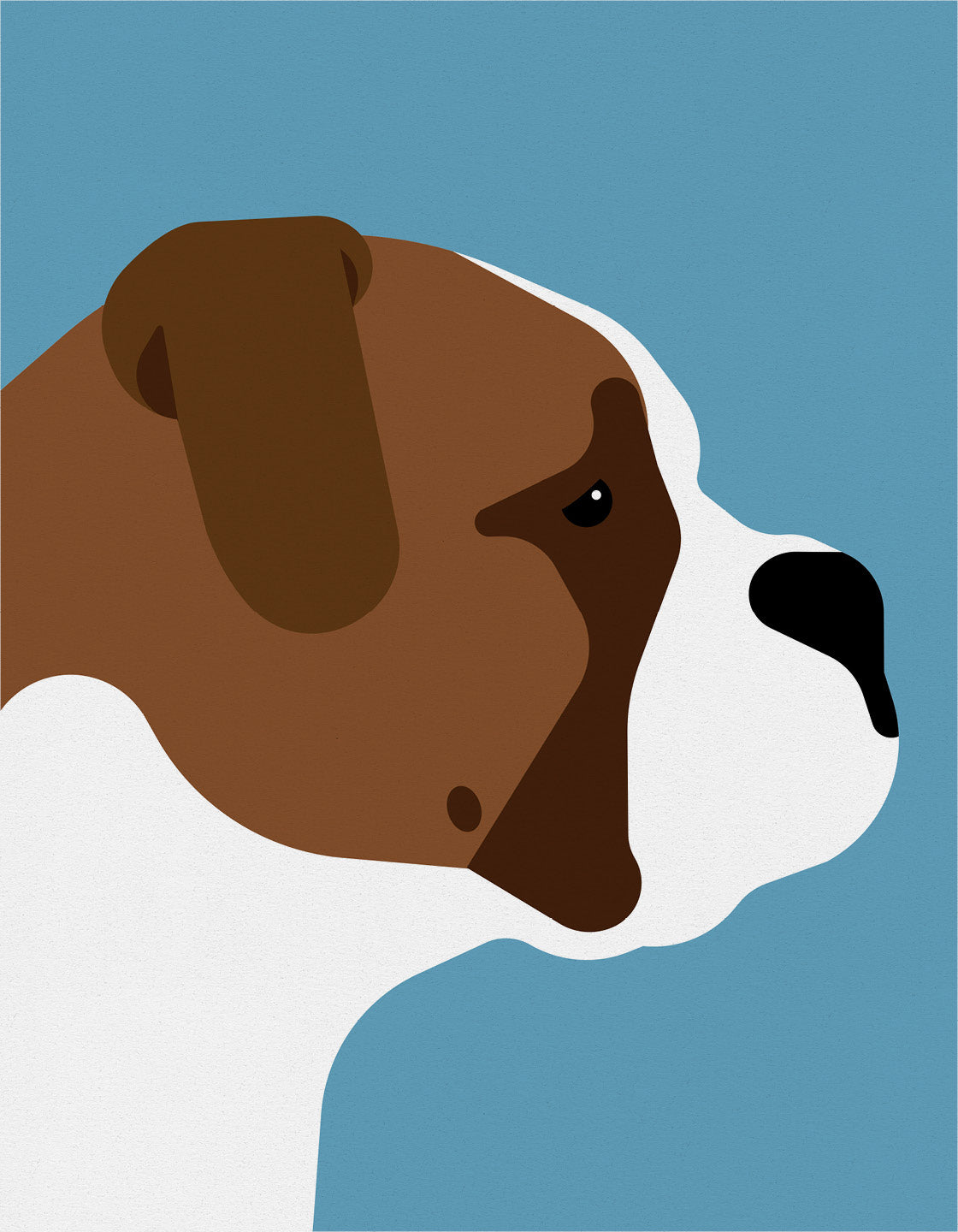 A modern art piece featuring a stylish English Bulldog with clean lines and bold colors, perfect for home decor.