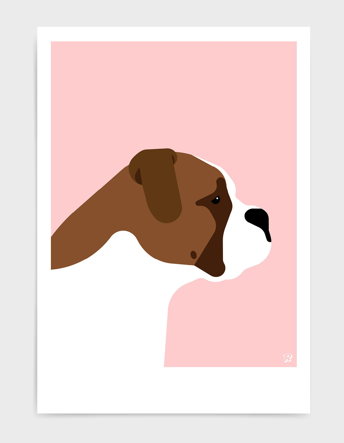 A modern art piece featuring a stylish English Bulldog with clean lines and bold colors, perfect for home decor.