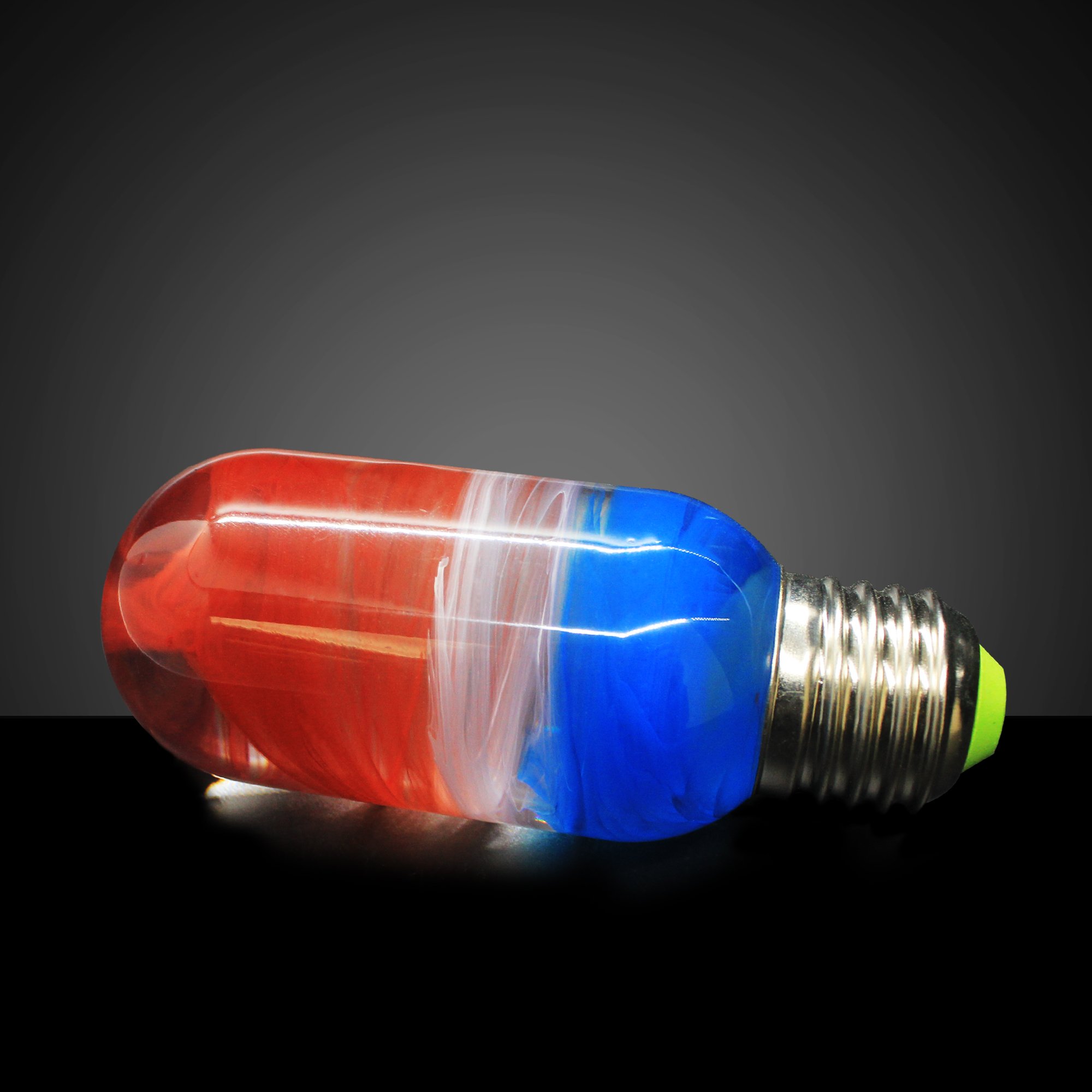 EP LIGHT - Sunrise handcrafted LED bulb with unique resin design, showcasing vibrant colors and intricate paint curves.