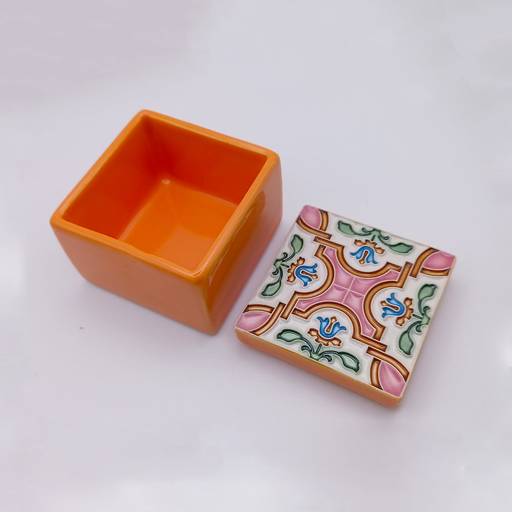 Ericeira Ceramic Box featuring intricate designs and vibrant colors, perfect for home decor and storage.