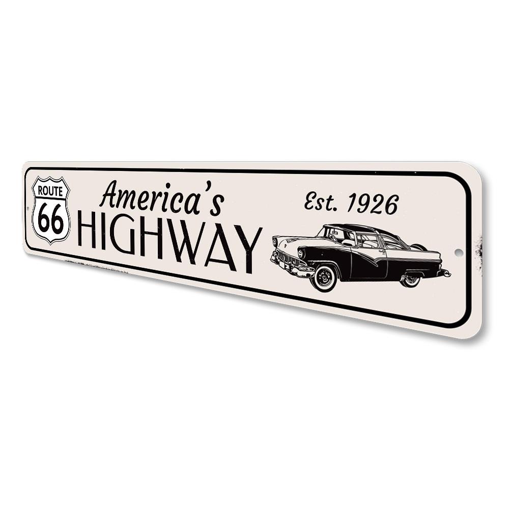 Est 1926 Route 66 Sign made of high-quality aluminum, featuring vibrant colors and a classic design, perfect for home decor.