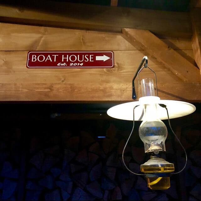 Customizable Est Date Boat House Sign made of high-quality aluminum, perfect for lakehouse decor.