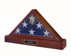 Eternity Flag Case Urn displaying an American flag and cremation ashes, elegantly designed for honoring veterans.