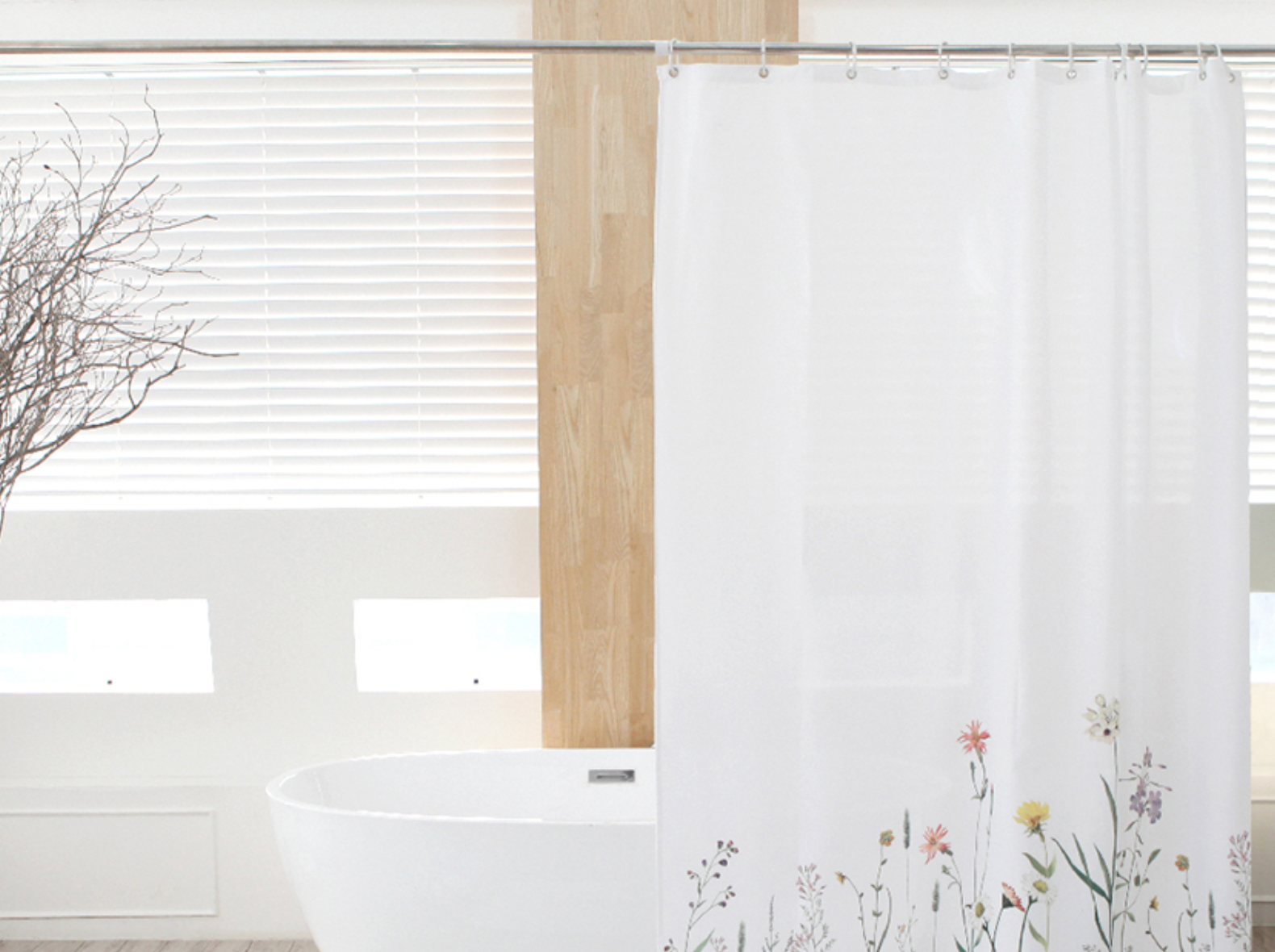 Eunoia 180cm x 180cm polyester shower curtain with modern design, showcasing its stylish patterns and high-quality material.