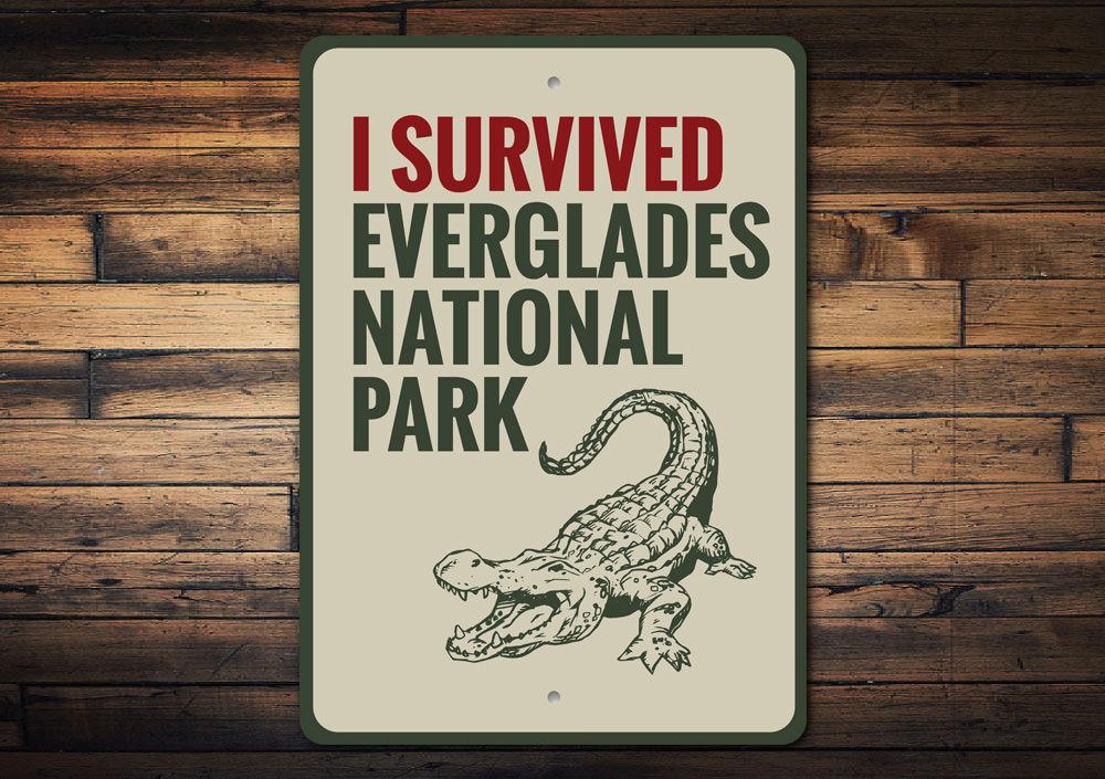 Everglades National Park Sign made of high-quality aluminum, featuring vibrant colors and customizable text, perfect for beach-themed decor.