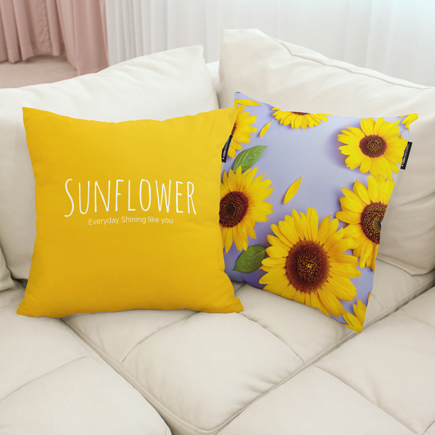 Everyday Sunflower cushion featuring a vibrant sunflower design on a double-sided microfiber cover, perfect for home decor.