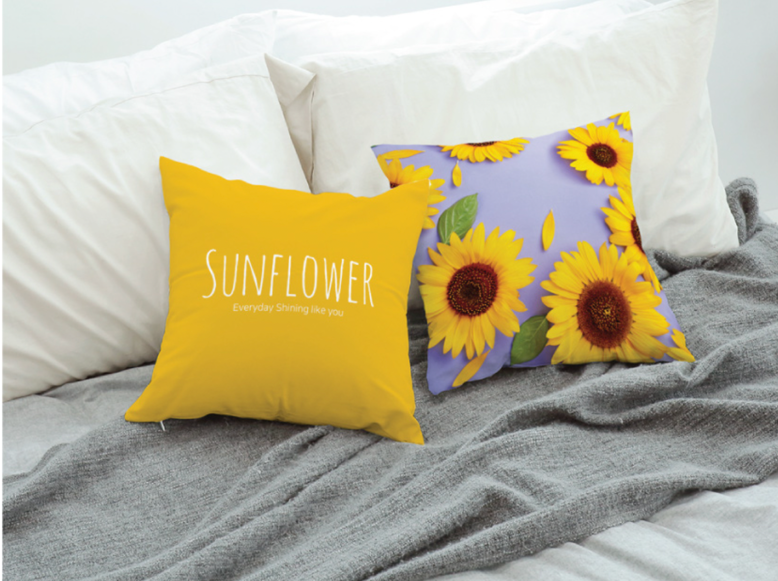 Everyday Sunflower cushion featuring a vibrant sunflower design on a double-sided microfiber cover, perfect for home decor.