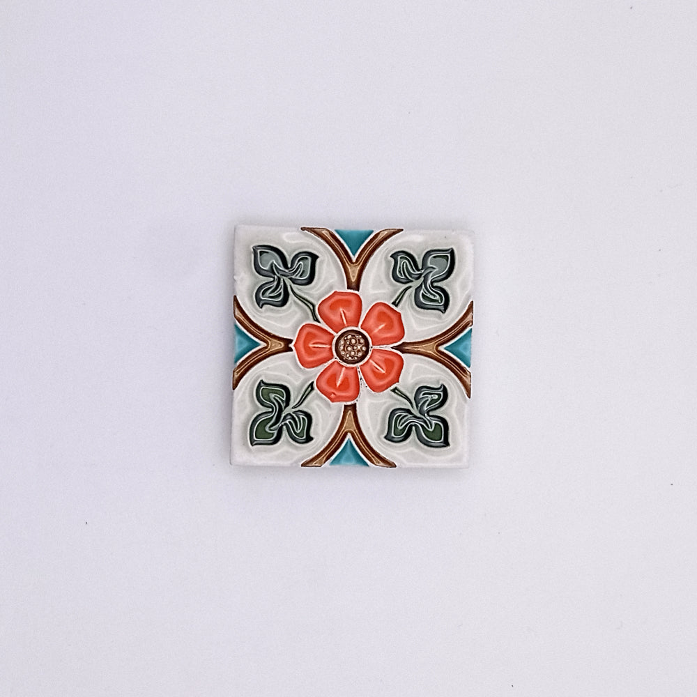 Hand-crafted Exclusive Small Ceramic Tile with intricate Portuguese designs, measuring 4.5cm x 4.5cm, perfect for home decor.