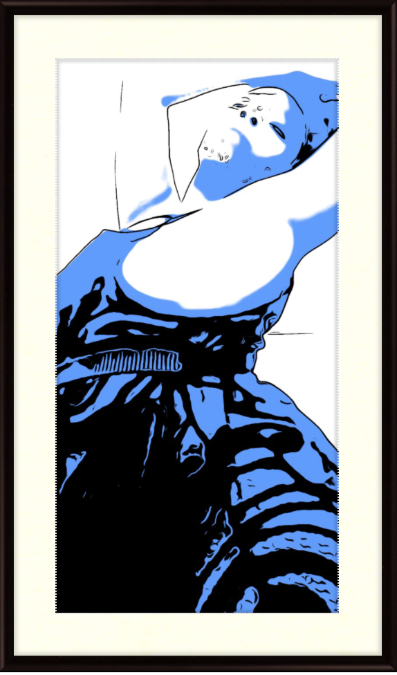 Eye Coordination In Blue custom metal picture frame with flat black finish and white mat, showcasing artwork elegantly.