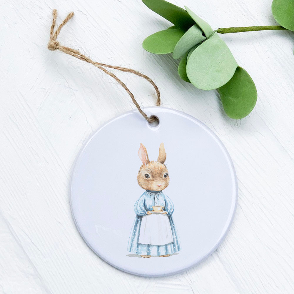 Fairytale Ms. Rabbit porcelain ornament featuring a whimsical design, perfect for home decor or gifting.