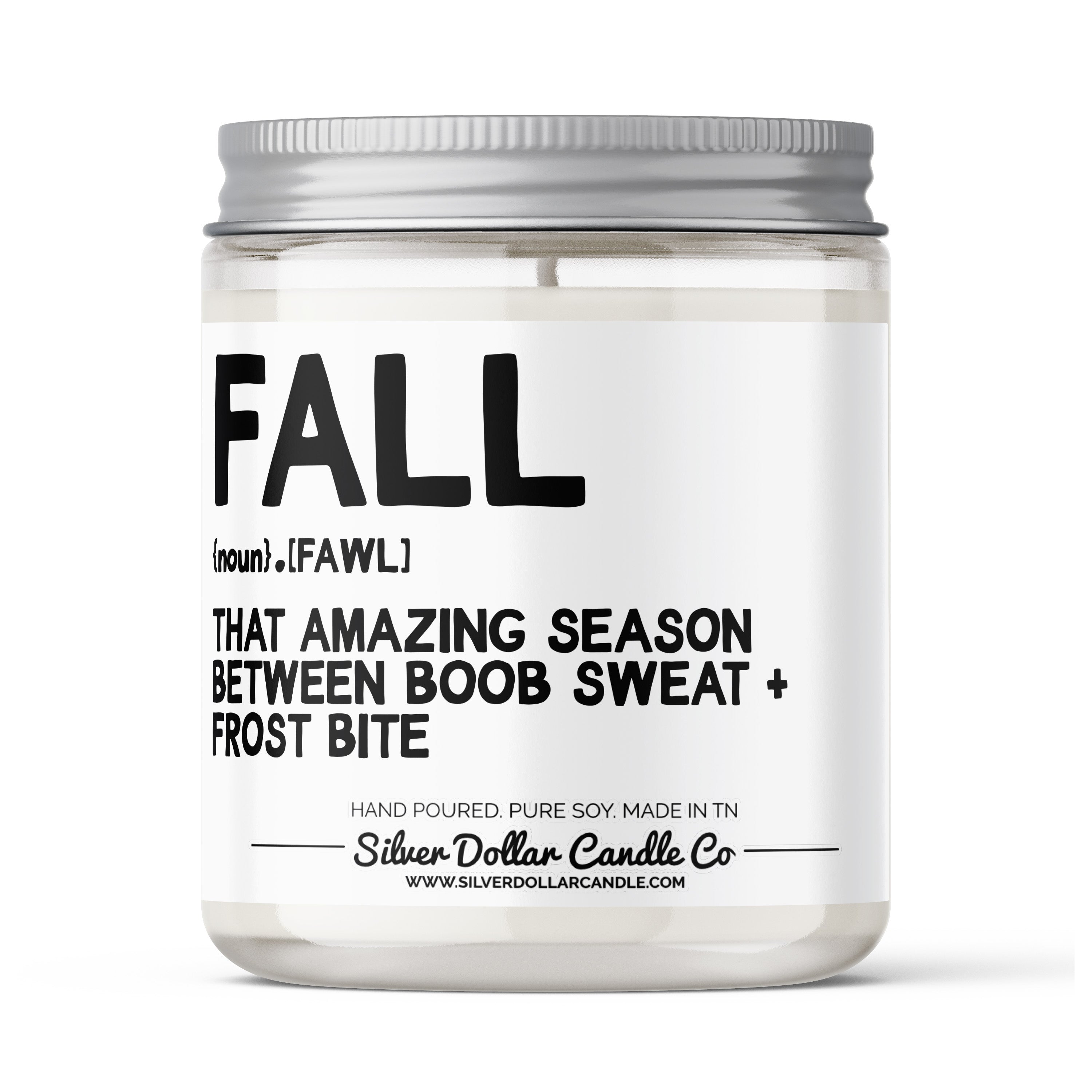 Fall Definition Candle made from 100% all-natural handmade soy wax, showcasing a warm glow and autumn-themed design.