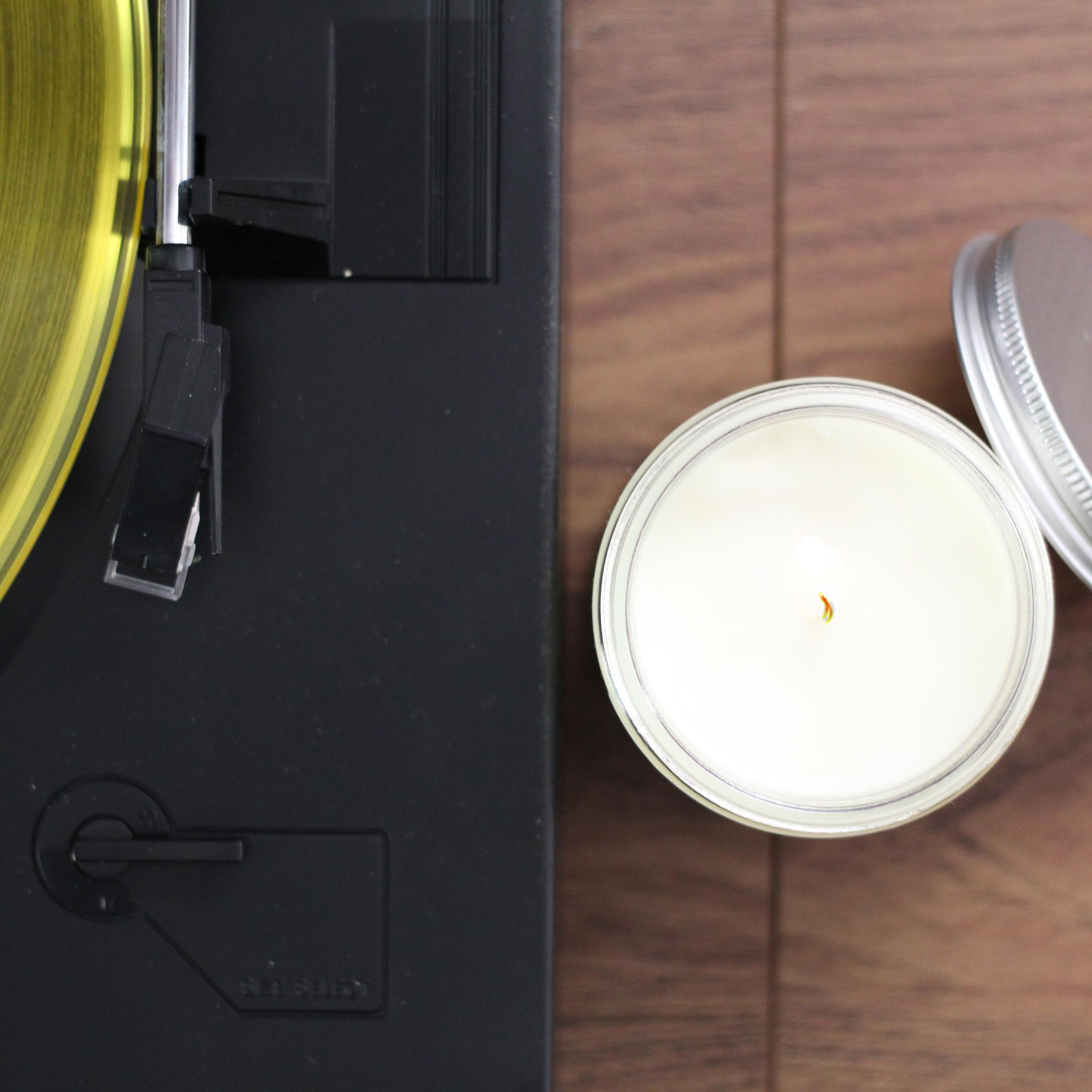 Fall Definition Candle made from 100% all-natural handmade soy wax, showcasing a warm glow and autumn-themed design.