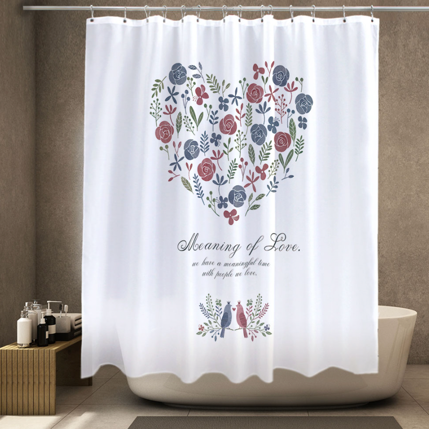 A stylish 180cm x 180cm polyester shower curtain featuring a modern design, perfect for enhancing bathroom decor.