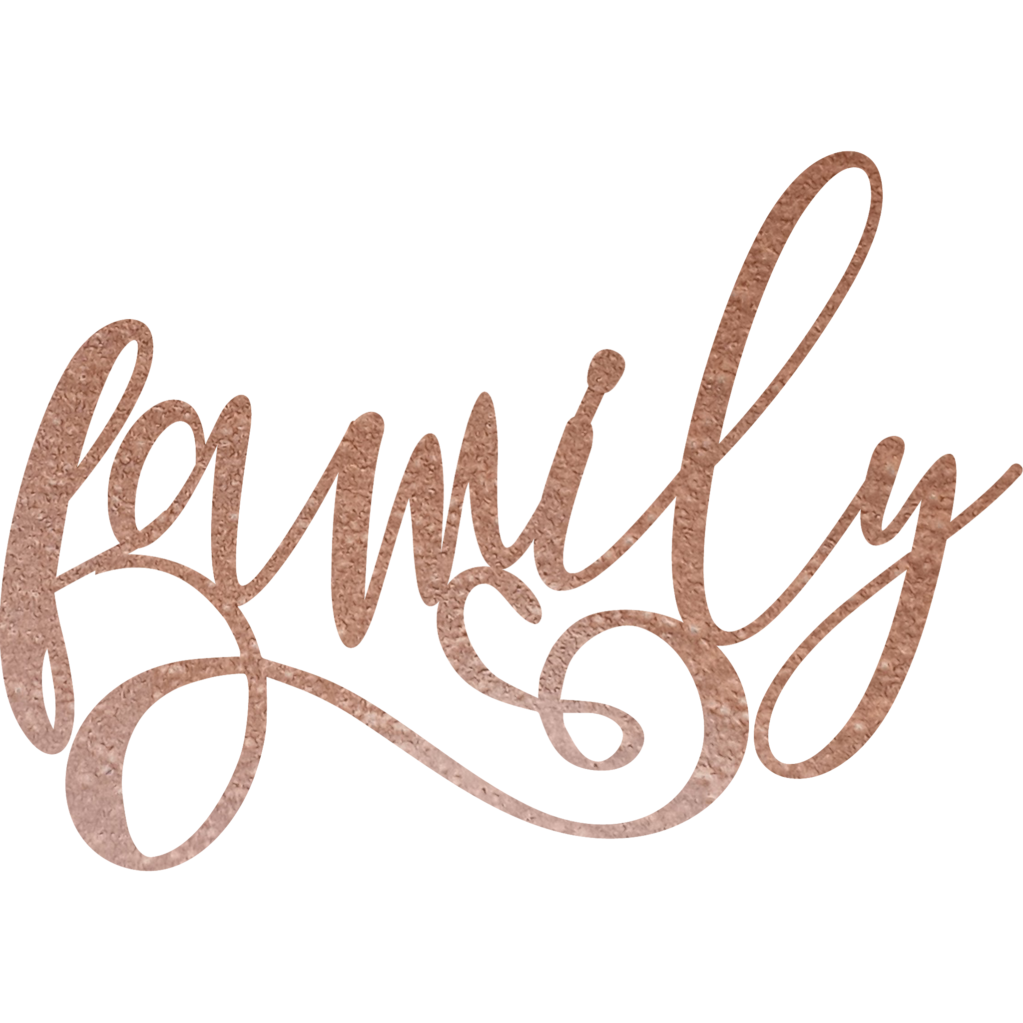 Family Cursive Metal Wall Art made from durable 14 gauge steel with a low gloss finish, showcasing elegant cursive design.