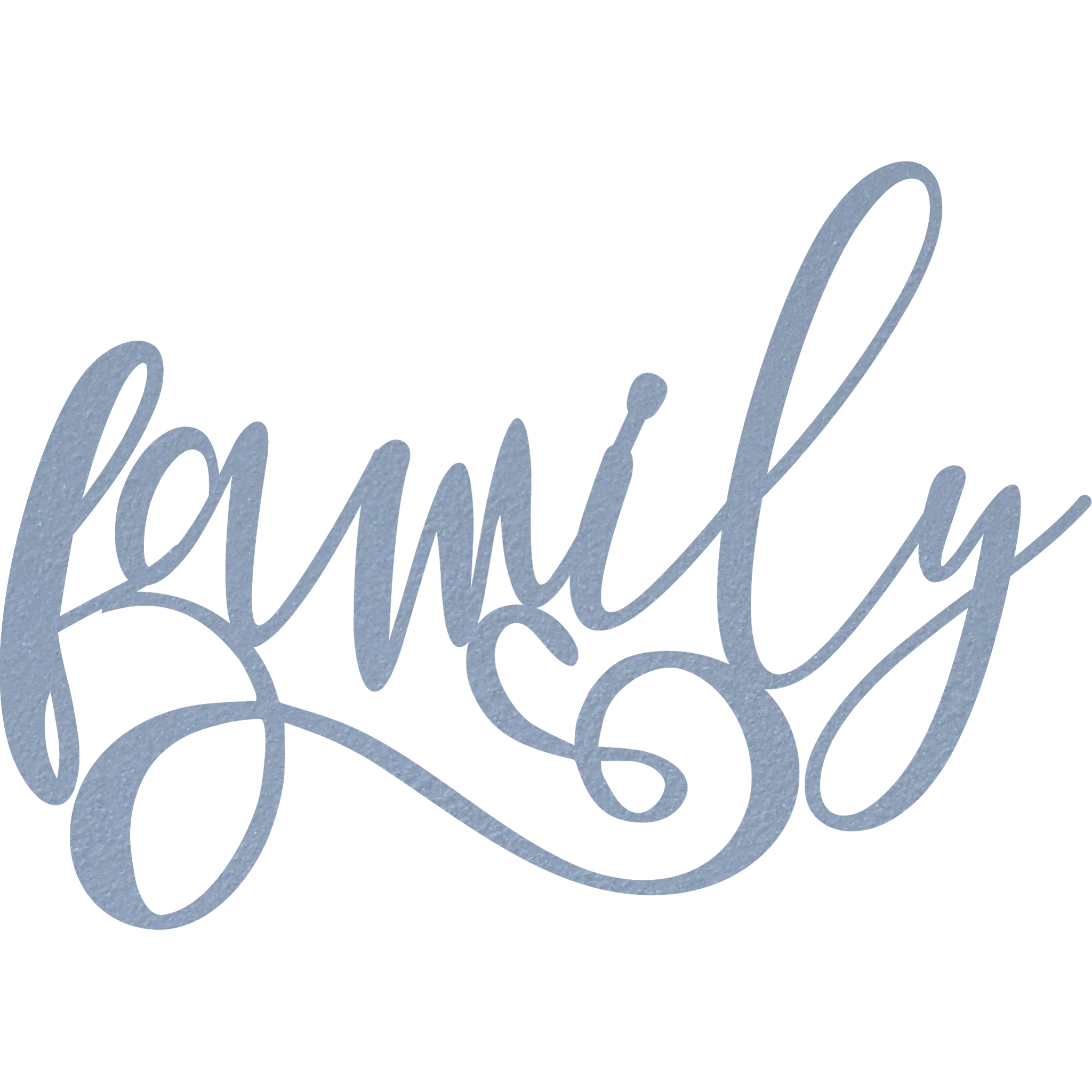 Family Cursive Metal Wall Art made from durable 14 gauge steel with a low gloss finish, showcasing elegant cursive design.