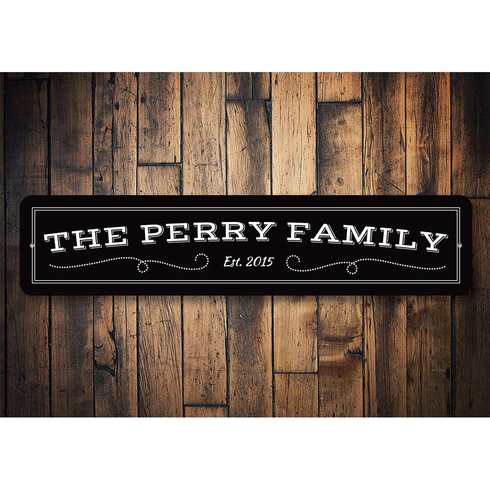 A beautifully crafted Family Home Sign made of high-quality aluminum, featuring customizable text and pre-drilled holes for easy mounting.