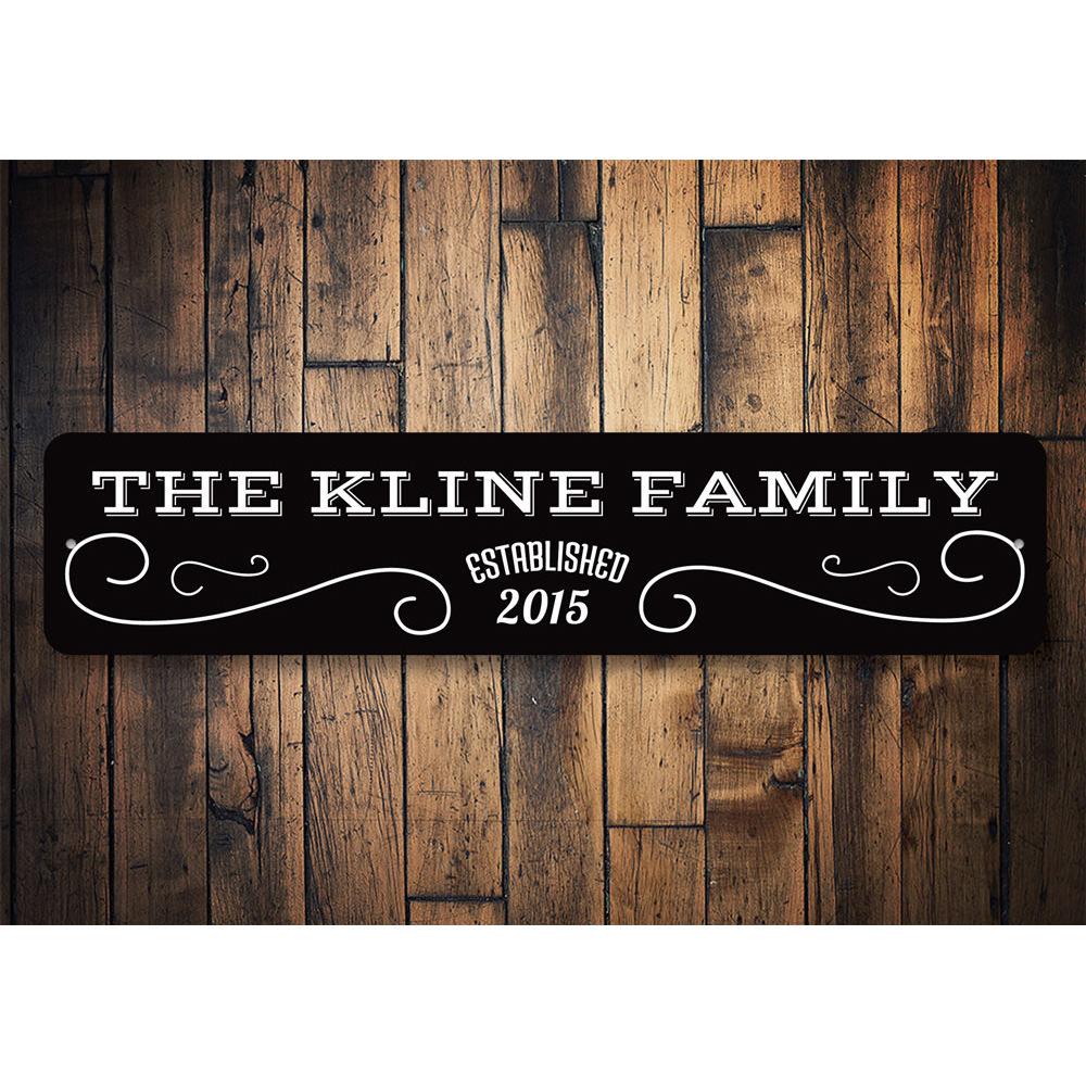 Personalized Family Name Door Sign made of high-quality aluminum, featuring customizable text and pre-drilled holes for easy mounting.