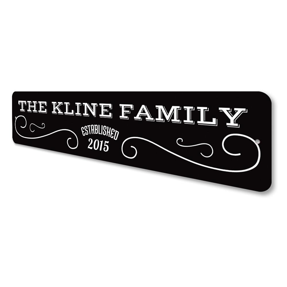 Personalized Family Name Door Sign made of high-quality aluminum, featuring customizable text and pre-drilled holes for easy mounting.