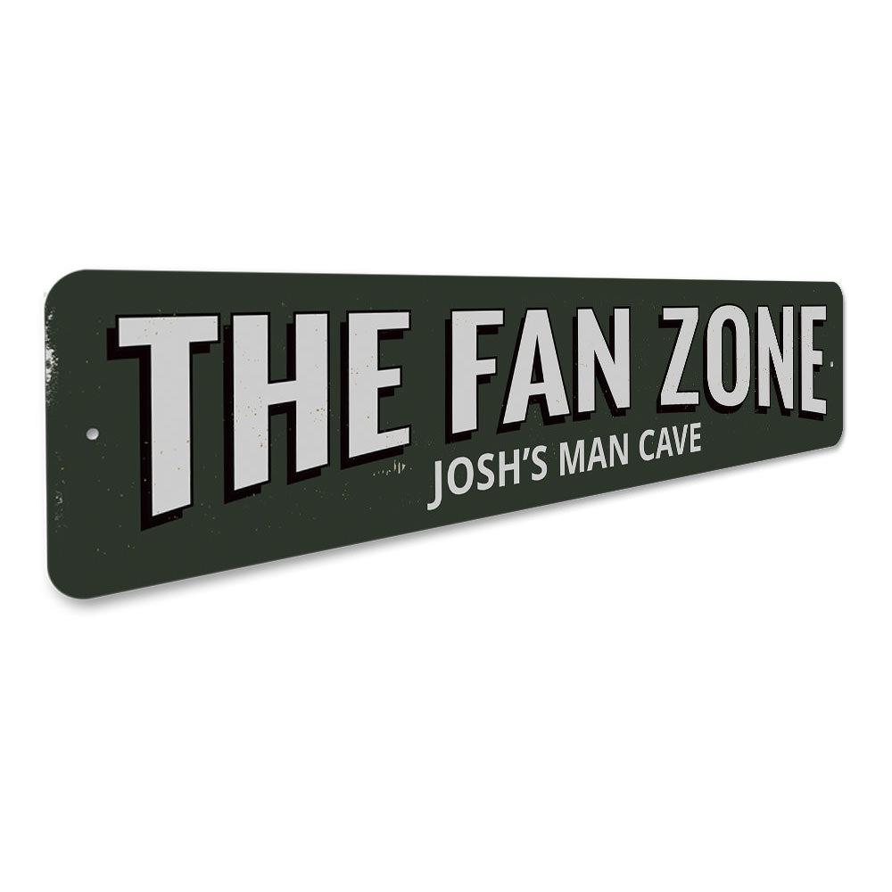 Customizable Fan Zone Sign made of high-quality aluminum, featuring pre-drilled holes for easy mounting.