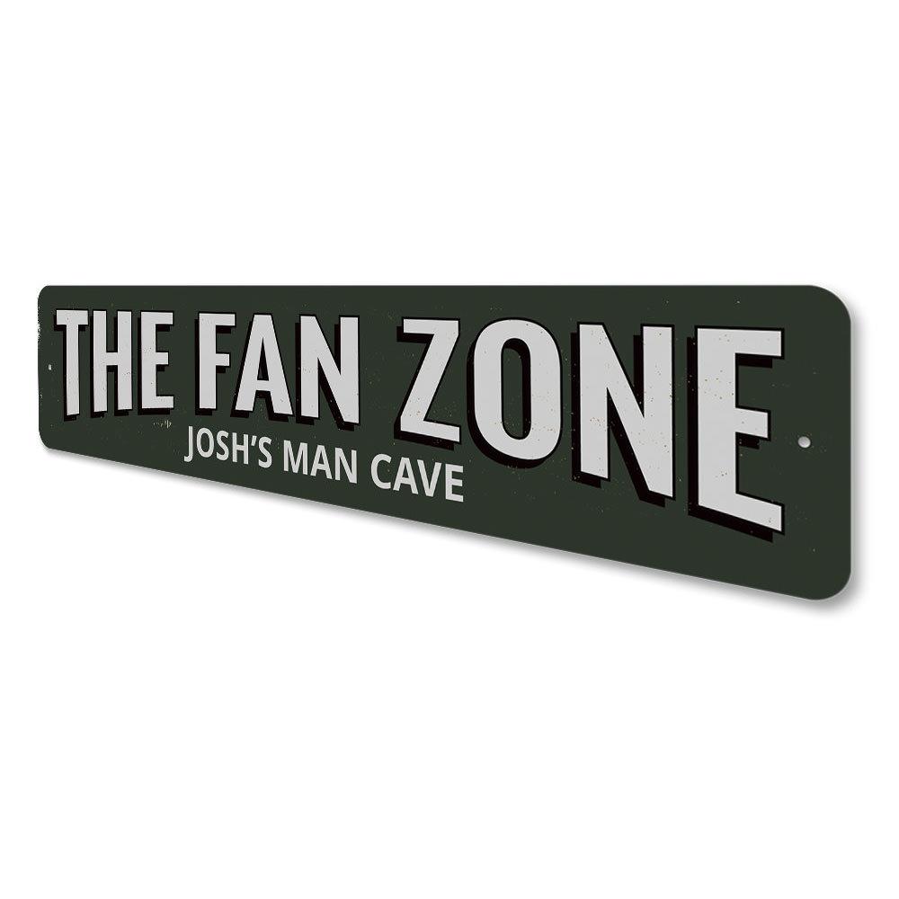 Customizable Fan Zone Sign made of high-quality aluminum, featuring pre-drilled holes for easy mounting.