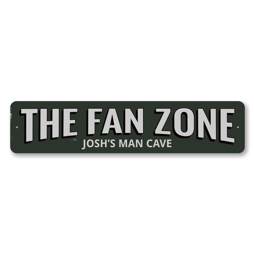 Customizable Fan Zone Sign made of high-quality aluminum, featuring pre-drilled holes for easy mounting.