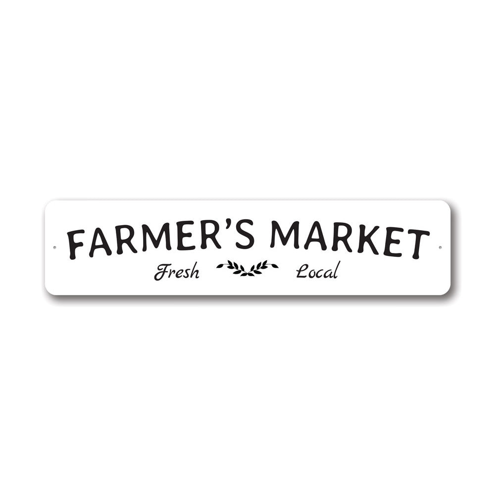 A beautifully crafted Farmer's Market Sign made from high-quality aluminum, featuring customizable text and pre-drilled holes for easy mounting.