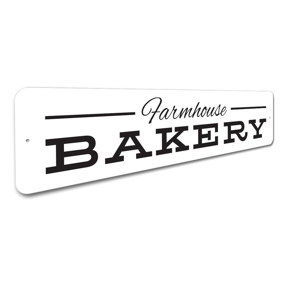 Farmhouse Bakery Sign made of quality metal, featuring rustic design elements suitable for home decor.