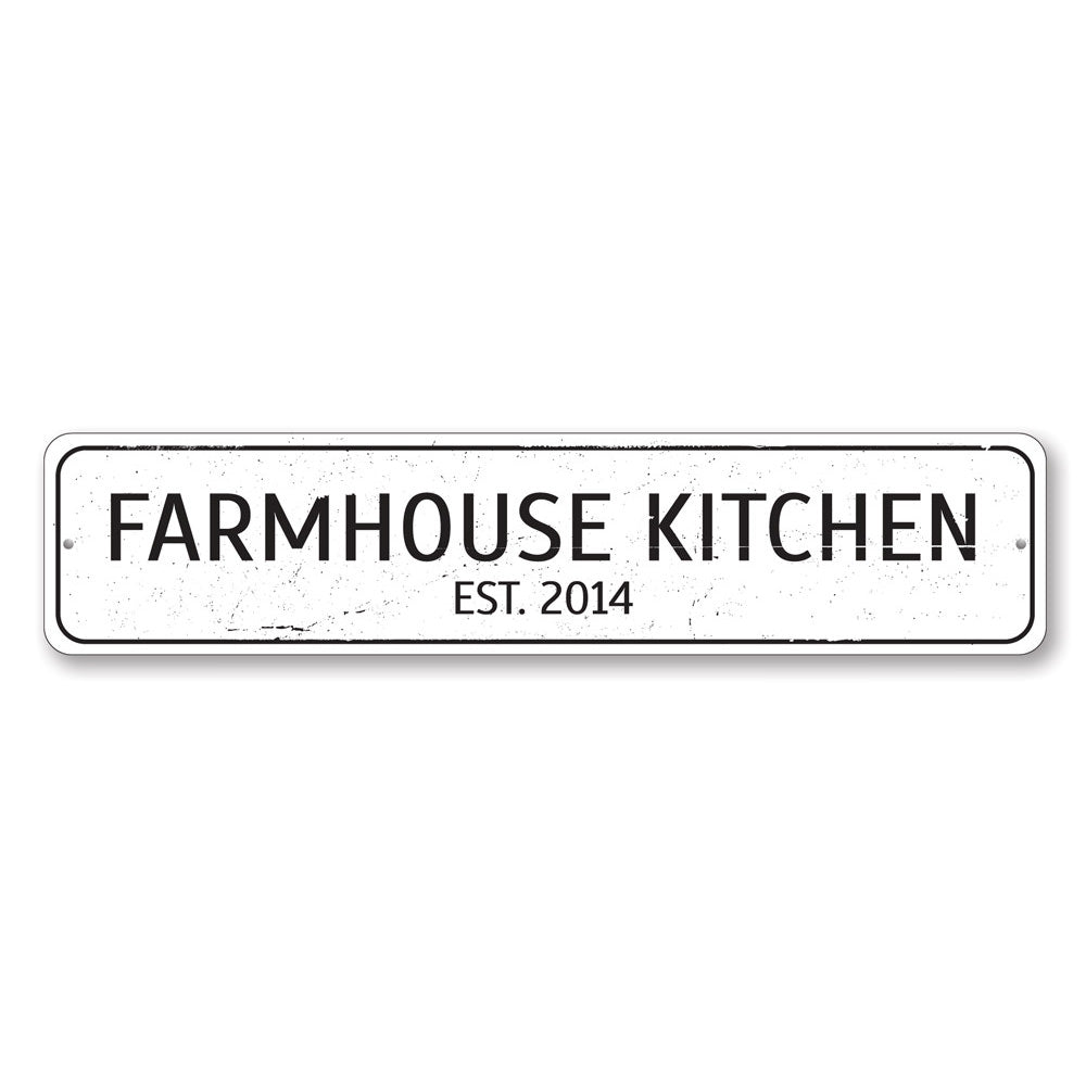 Farmhouse Kitchen Sign made of high-quality aluminum, featuring customizable text and a rustic design, perfect for kitchen decor.