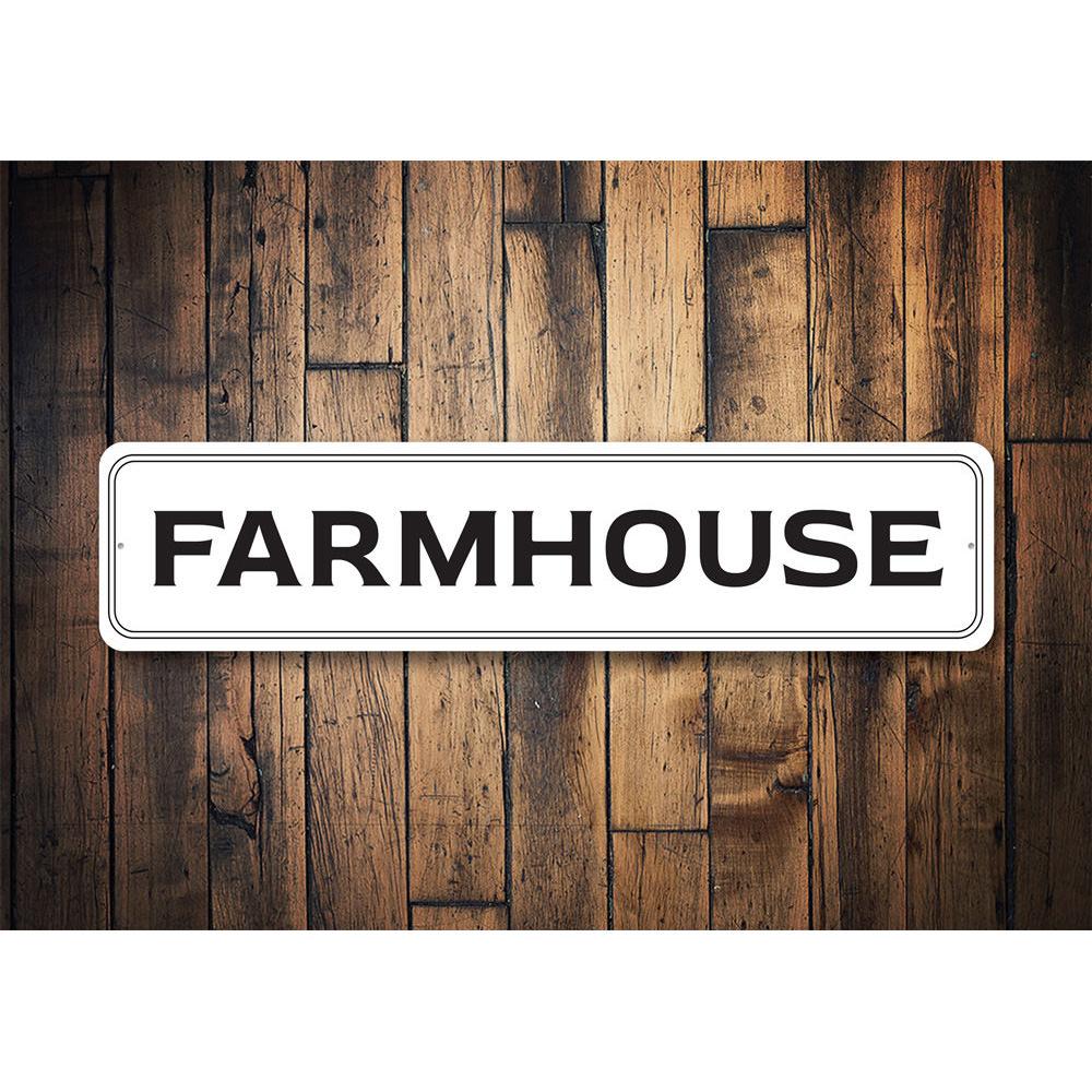 A beautifully crafted farmhouse sign made of high-quality aluminum, showcasing rustic charm and customizable text options.