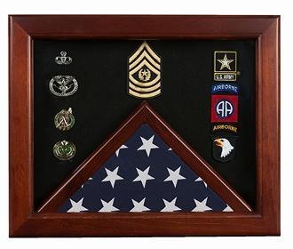 Federal Flag Display Case featuring a glass panel and back bracket for hanging, designed for 3x5 flags.