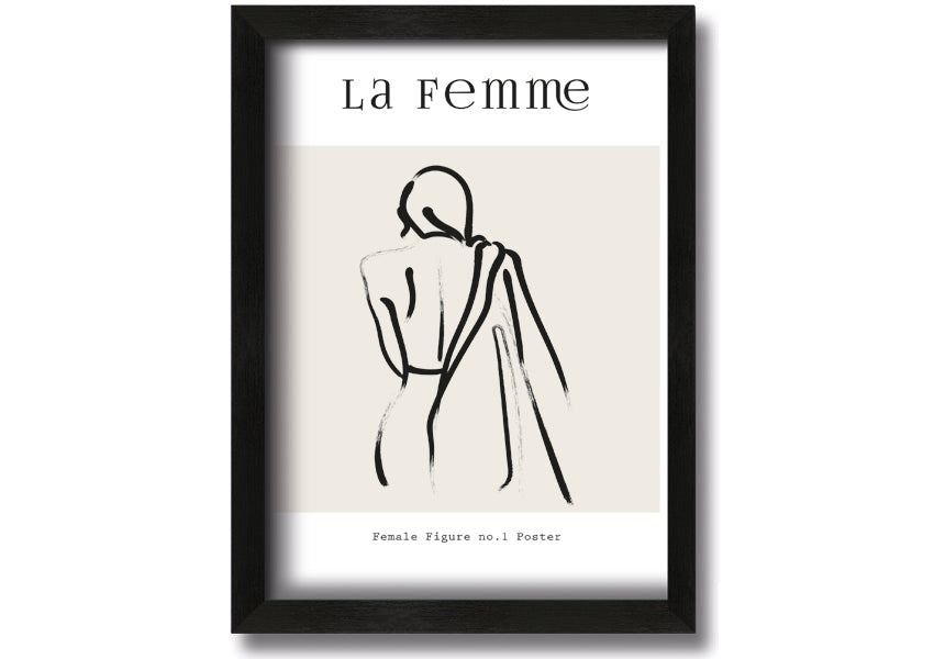 A beautifully framed print of a female figure, showcasing elegant lines and artistic design, available in various frame colors.