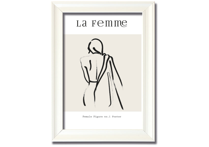 A beautifully framed print of a female figure, showcasing elegant lines and artistic design, available in various frame colors.