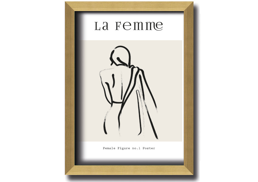 A beautifully framed print of a female figure, showcasing elegant lines and artistic design, available in various frame colors.