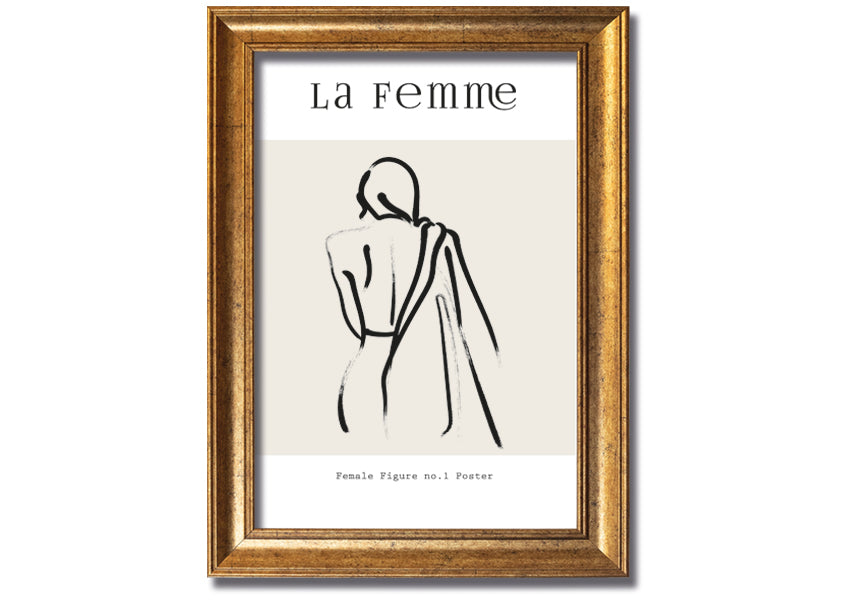 A beautifully framed print of a female figure, showcasing elegant lines and artistic design, available in various frame colors.