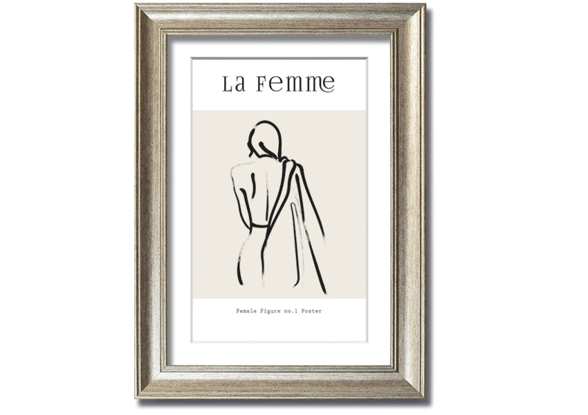 A beautifully framed print of a female figure, showcasing elegant lines and artistic design, available in various frame colors.