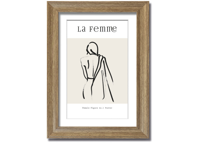 A beautifully framed print of a female figure, showcasing elegant lines and artistic design, available in various frame colors.