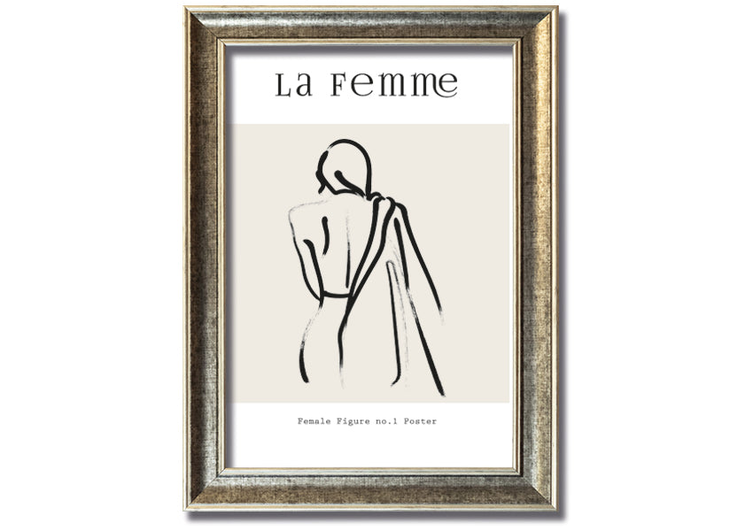 A beautifully framed print of a female figure, showcasing elegant lines and artistic design, available in various frame colors.