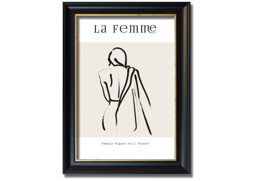 A beautifully framed print of a female figure, showcasing elegant lines and artistic design, available in various frame colors.