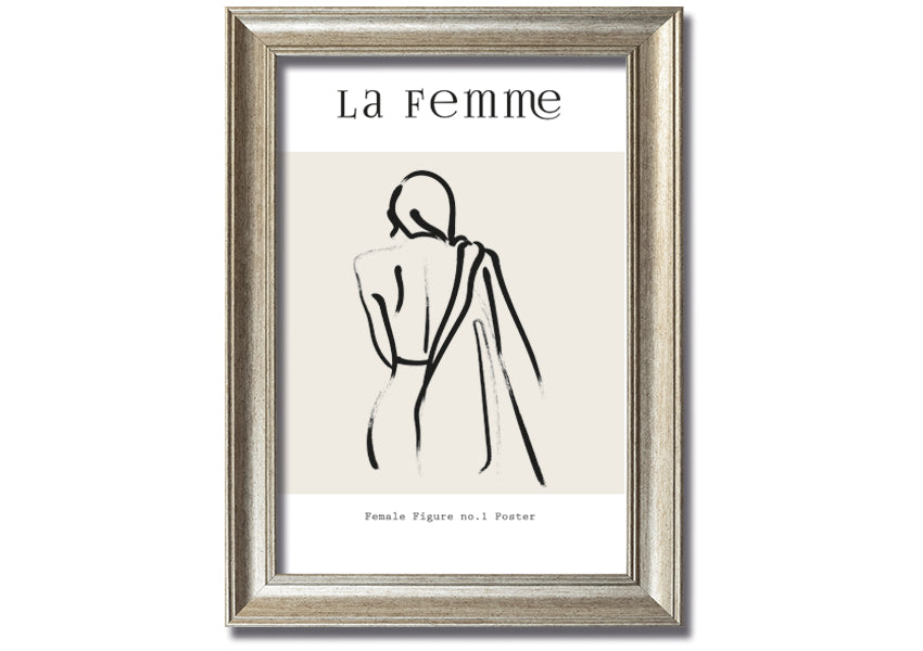 A beautifully framed print of a female figure, showcasing elegant lines and artistic design, available in various frame colors.