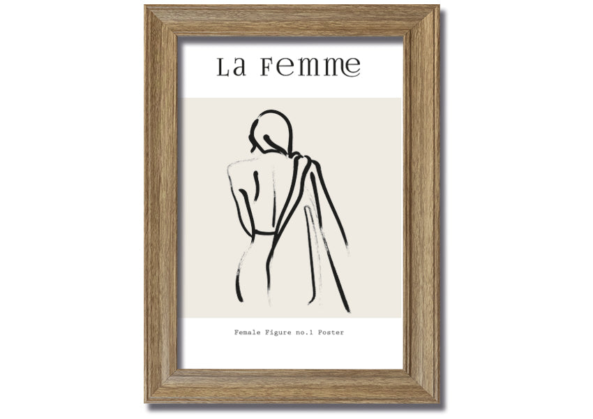 A beautifully framed print of a female figure, showcasing elegant lines and artistic design, available in various frame colors.