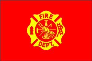 Fire Department 3ft x 5ft Nylon Flag with brass grommets and canvas header, showcasing vibrant colors.