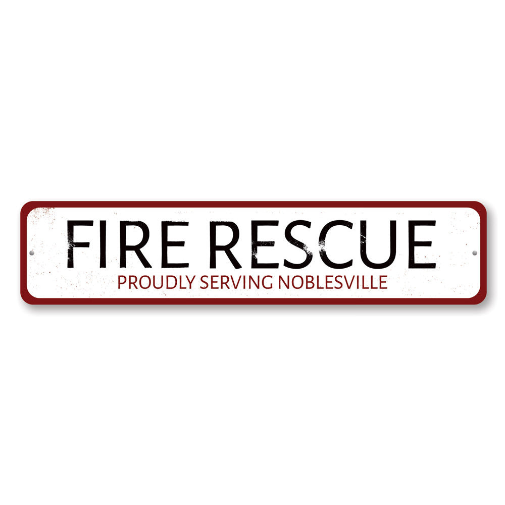 Fire Rescue Pride Sign made of high-quality aluminum, featuring vibrant colors and customizable text, perfect for home or office decor.