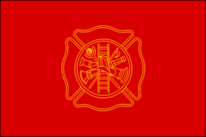 Firefighters 3ft x 5ft Nylon Flag with brass grommets and canvas header, showcasing vibrant colors and durable material.