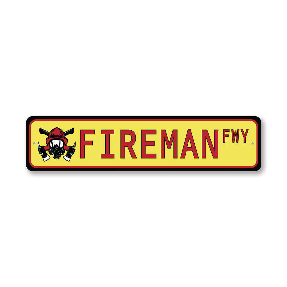 Fireman Street Sign made of high-quality aluminum, featuring vibrant colors and customizable text, perfect for home decor.