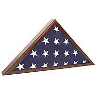 Cherry wood flag display case for veteran funerals, featuring Plexiglas front and removable back panel.