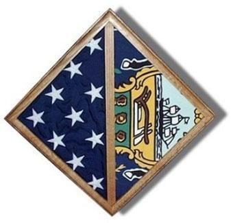 Handcrafted 2 Flag Wall Mounted Case displaying two flags, made by a veteran in the U.S.A.