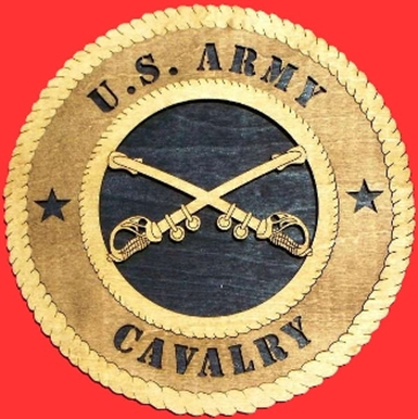 Handmade Flag Connections Cavalry Wall Tribute plaque featuring a 3D design with a United States Cavalry emblem.