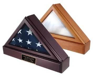 Elegant Flag Connections Shadow Box Pedestal for 5ft x 9ft flag, showcasing solid wood craftsmanship in various finishes.