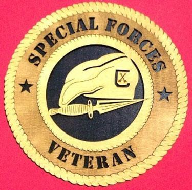 Handmade 3D wall plaque featuring the U.S. Special Forces emblem, available in 12-inch and 9-inch sizes.